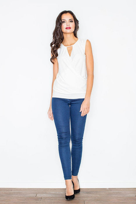 Charming Sleeveless Top with Alluring Cut-Out and Adjustable Drawstring Hem