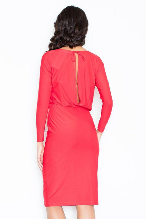 Elegant Boat Neck Midi Dress with Feminine Touches - Effortless Style