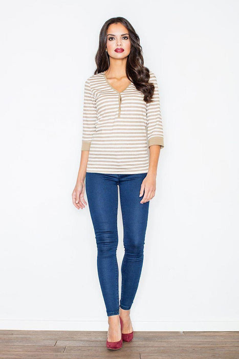 Nautical Striped Longsleeve Blouse - Stylish Summer Essential