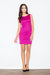 Elegant Fuchsia Lycra Blend Fit & Flare Cocktail Dress