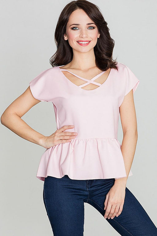 Sophisticated V-Neck Blouse with Crossed Detail