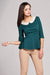 Elegant 3/4 Sleeve Knit Blouse with Detachable Be-be Collar - Enhance Your Style