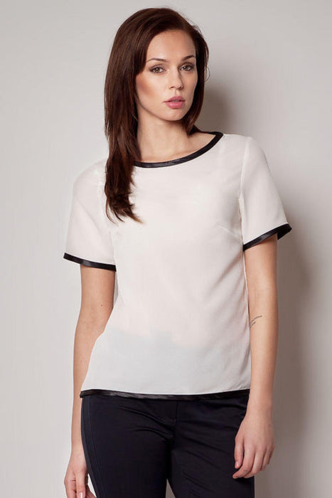 Elegant Summer Blouse with Chic Black Piping: Elevate Your Wardrobe