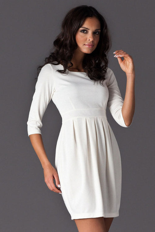 Elegant 3/4 Sleeve Daydress with Elastic Waist - Chic Style