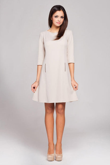 Elegant Boat Neck Trapeze Dress - Timeless Grace