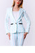 Pastel Striped Eco Leather Pocket Jacket - Effortless Feminine Style