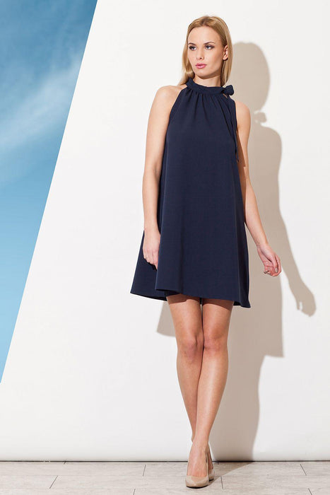 Navy Blue Chic Summer Dress: Effortless Style and Figure-Enhancement