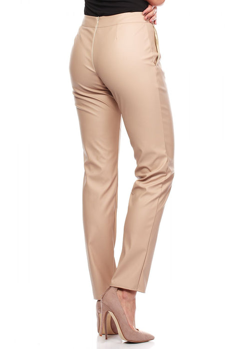 Eco-Leather Straight Leg Pants with Functional Pockets - Model 35780 Moe