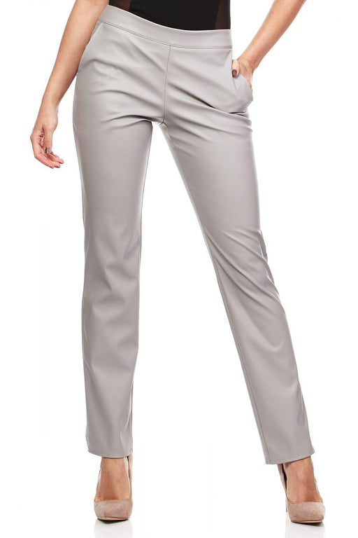 Eco-Leather Straight Leg Trousers with Chic Side Pockets - Women's Modern Style 35782 Moe