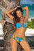 Elegant Blue Floral Push-Up Swimsuit Set with Stunning Embellishments