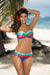 Bardot Rainbow Ombre Bikini Set - Cleavage-Enhancing Summer Swimsuit