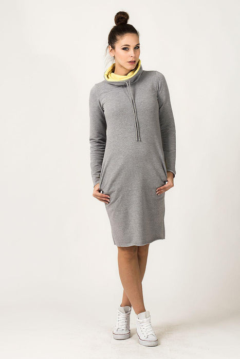 Sporty Chic Sweatshirt Dress with Chimney Collar