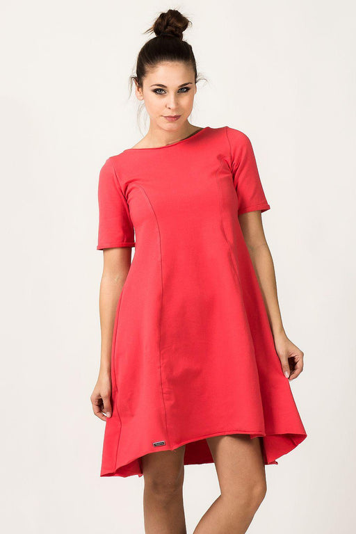 Coral Sweatshirt Daydress - Effortless Casual Chic