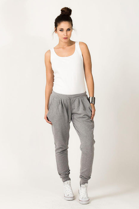 Cozy Grey Ribbed Hem Sweatpants - Tessita 36109 Urban Chic