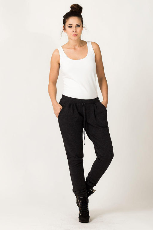 Trendy Dark Grey Wide Hem Sweatpants - Tessita Loungewear Essentials