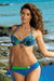 Tropical Oasis Feline Print Swimwear Set - Blue and Green with Elegant Brooch Detail