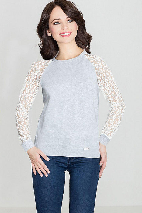 Chic Lace-Sleeved Leopard Print Top