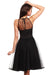 Elegant Velvet-Accented Tulle Neckline Evening Gown in Size L