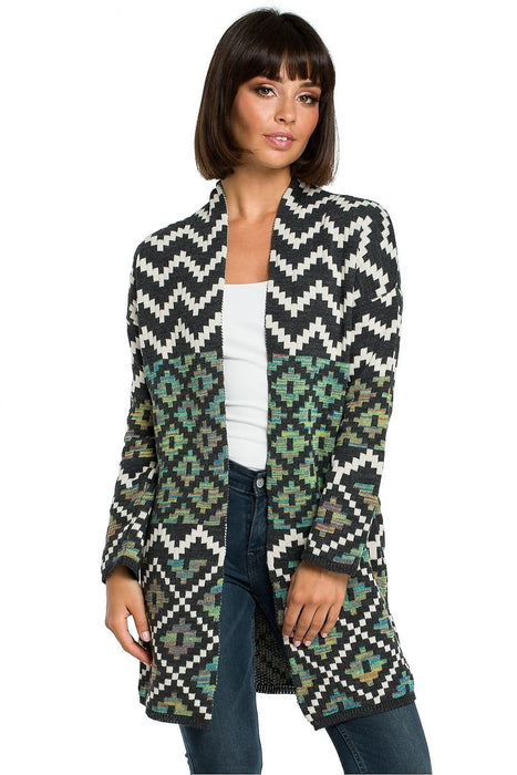 Bohemian Aztec Knit Wrap Cardigan