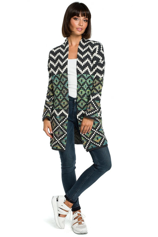 Bohemian Aztec Knit Wrap Cardigan