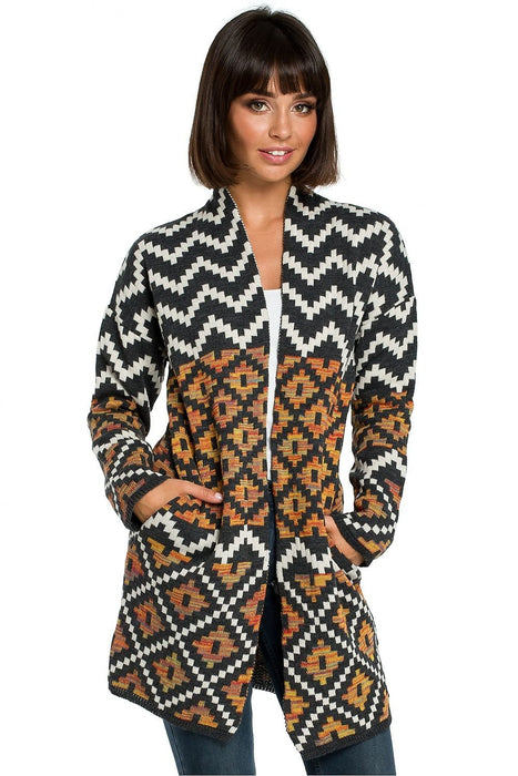 Bohemian Aztec Knit Wrap Cardigan