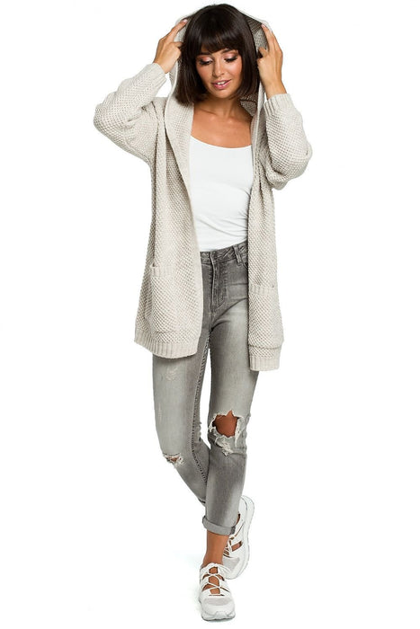 Chic Hooded Knit Cardigan with Convenient Pockets