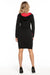 Sporty Urban Black Cotton Hooded Dress with Color-Block Accents