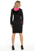 Sporty Urban Black Cotton Hooded Dress with Color-Block Accents