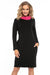 Black Cotton Knit Day Dress with Chic Contrasting Details