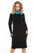 Black Cotton Knit Day Dress with Chic Contrasting Details