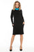 Black Cotton Knit Day Dress with Chic Contrasting Details