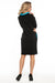 Black Cotton Knit Day Dress with Chic Contrasting Details