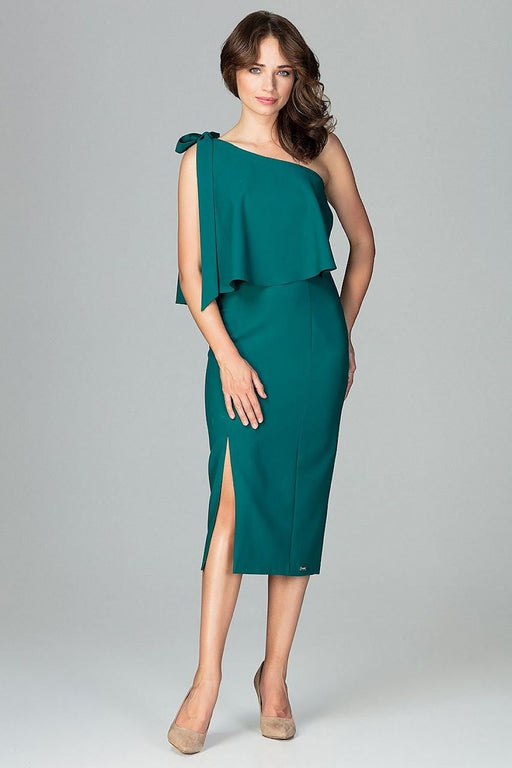 Elegant Asymmetrical Cocktail Dress with Sensational Thigh Slit