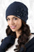 Elegant Floral Wool Beanie with Sparkling Zircon Details