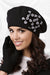 Chic Floral-Decorated Wool Beret