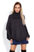 Chic Braided Sleeve Turtleneck Poncho