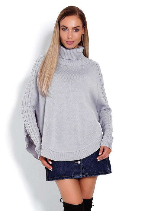 Chic Braided Sleeve Turtleneck Poncho