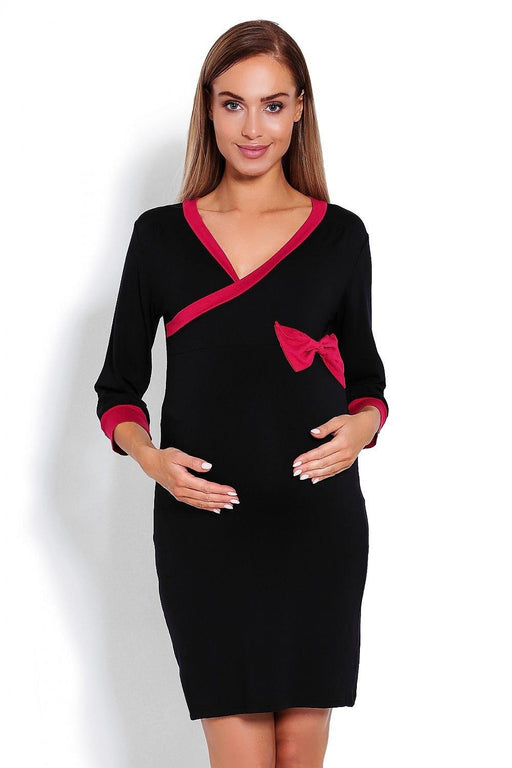 Elegant Nursing Access Maternity Sleep Dress with Peekaboo Bow