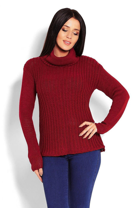 Trendy Turtleneck Peekaboo Knit Sweater