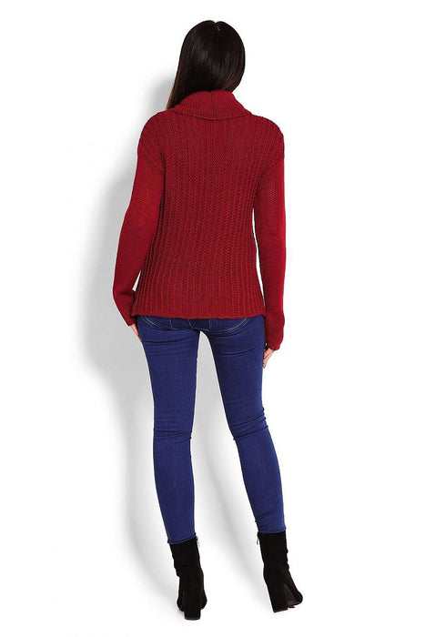 Trendy Turtleneck Peekaboo Knit Sweater