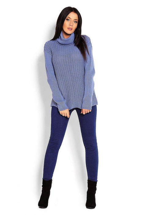 Trendy Turtleneck Peekaboo Knit Sweater