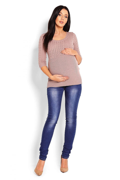 Elegant Maternity Knit Pullover with Peekaboo Design