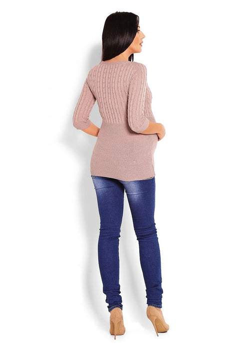 Elegant Maternity Knit Pullover with Peekaboo Design