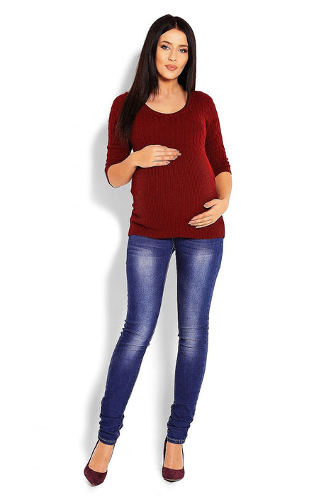 Elegant Maternity Knit Pullover with Peekaboo Design