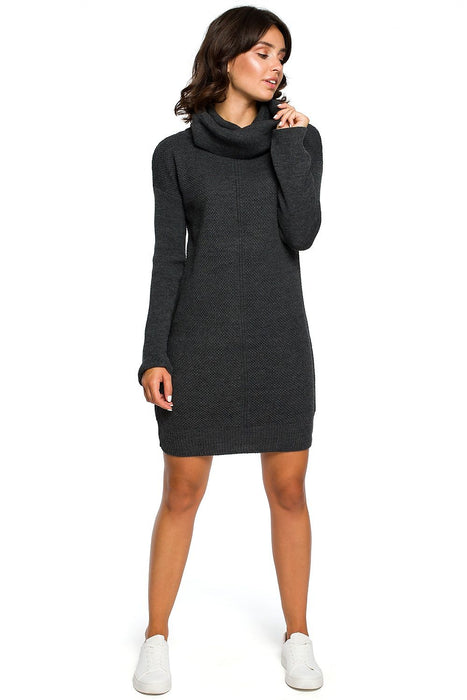 Chic Comfort: Waffle-Knit Turtleneck Sweater Dress