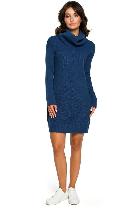 Chic Comfort: Waffle-Knit Turtleneck Sweater Dress