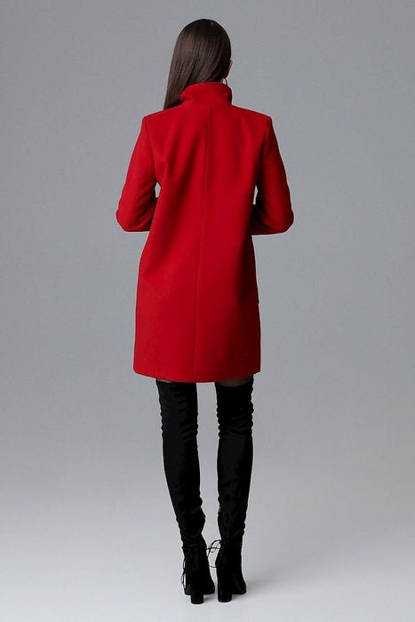 Chic Double-Breasted Stand-Up Collar Coat with Stylish Snap Details