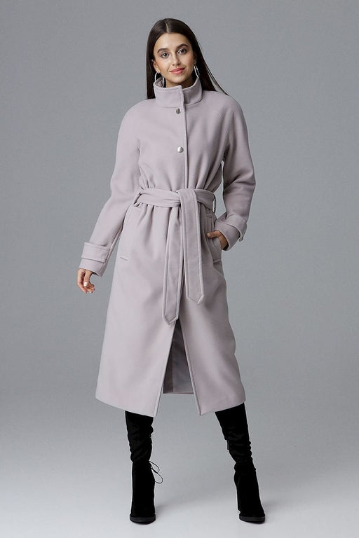 Elegant Longline Coat with Waist Tie and Back Slit