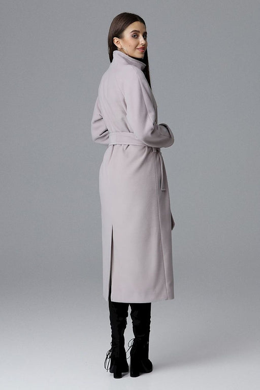 Elegant Longline Coat with Waist Tie and Back Slit