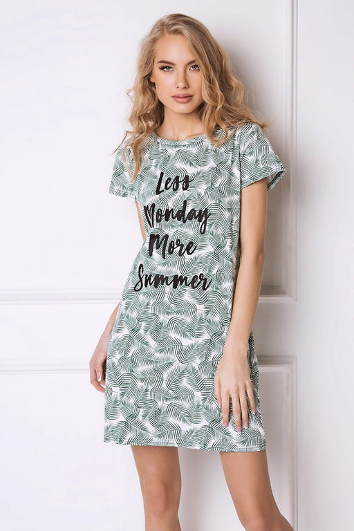 Summer Vibes Palm Leaf Nightshirt - Cozy Tropical Design